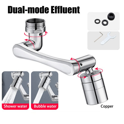 Stainless Steel 1080° Swivel Robotic Arm Faucet Aerator with 2 Water Flow Modes