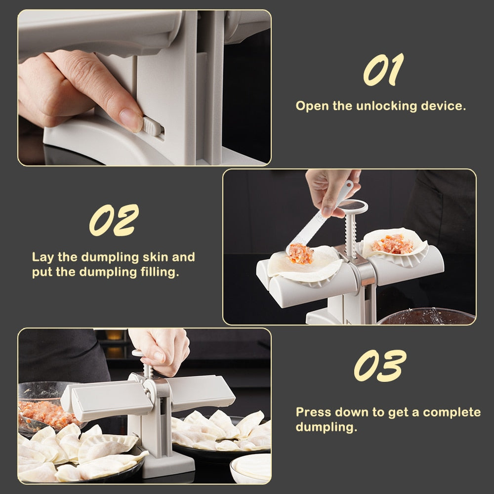 Automatic Double-Head Dumpling Maker for DIY Quick Kitchen Recipes
