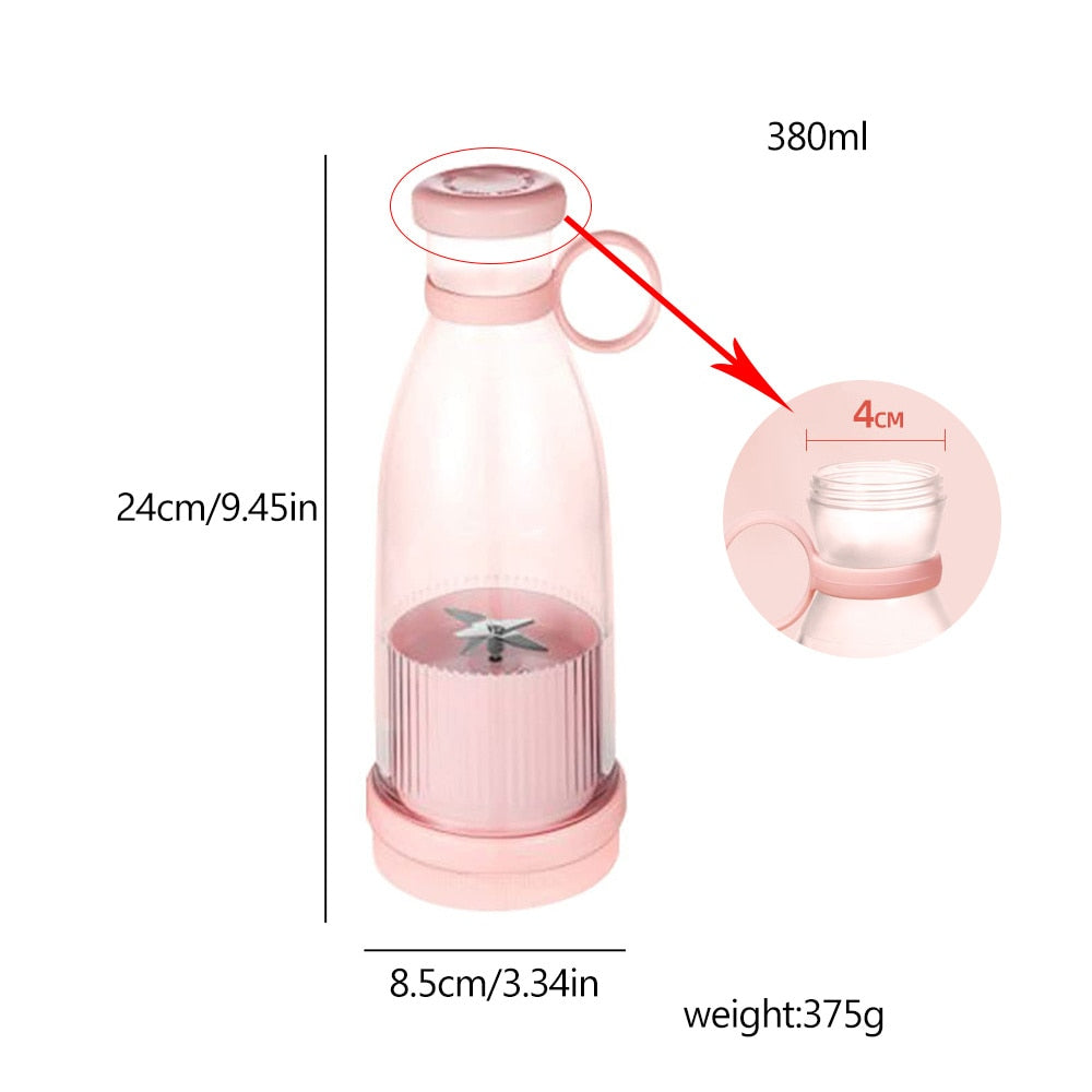 USB Rechargeable Mini Blender & Juicer - Portable Smoothie and Ice Maker in Blue/Pink
