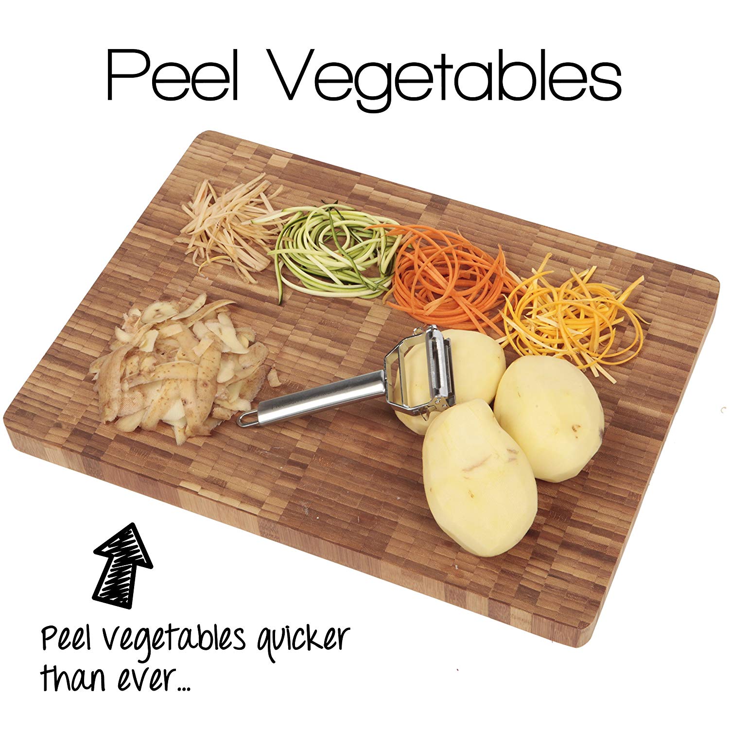 Eva Stainless Steel Vegetable Peeler - Julienne Slicer, Shredder